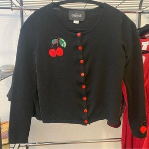 Collectif Black Cherry Cardigan Sweater Size XL